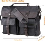 Leather Messenger Bag for Men,15.6 Inch Vintage Laptop Bag Briefcase Satchel - Image 2